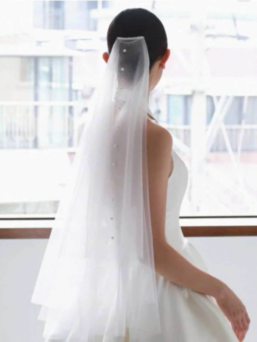 Two-Tier Short Pearl Wedding Veil